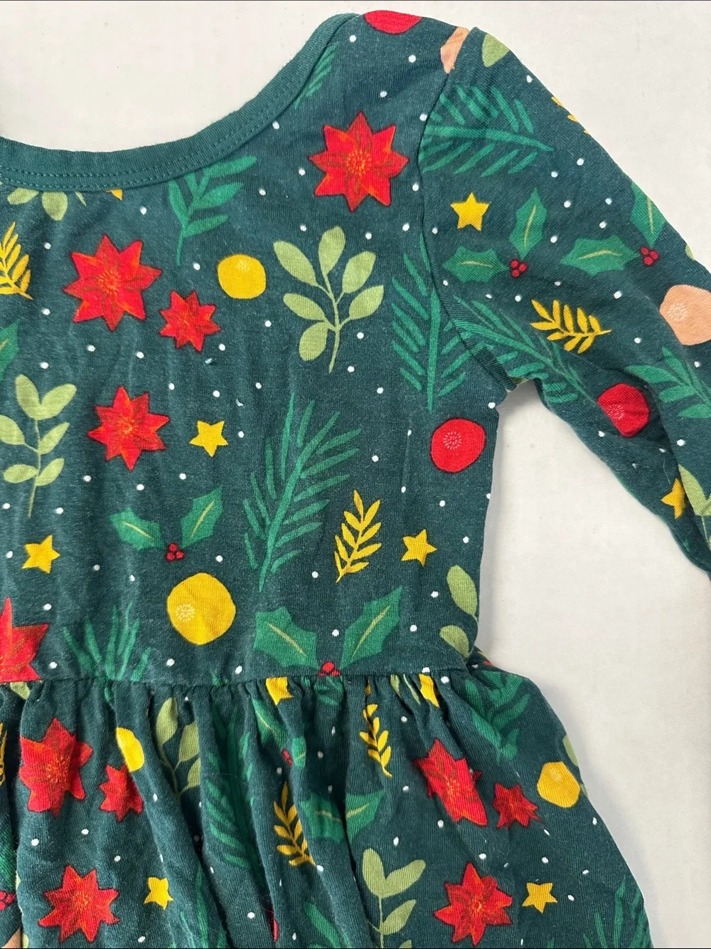 Little Sleepies Berry Merry Christmas Holiday Long Sleeve Dress Bodysuit 12–18